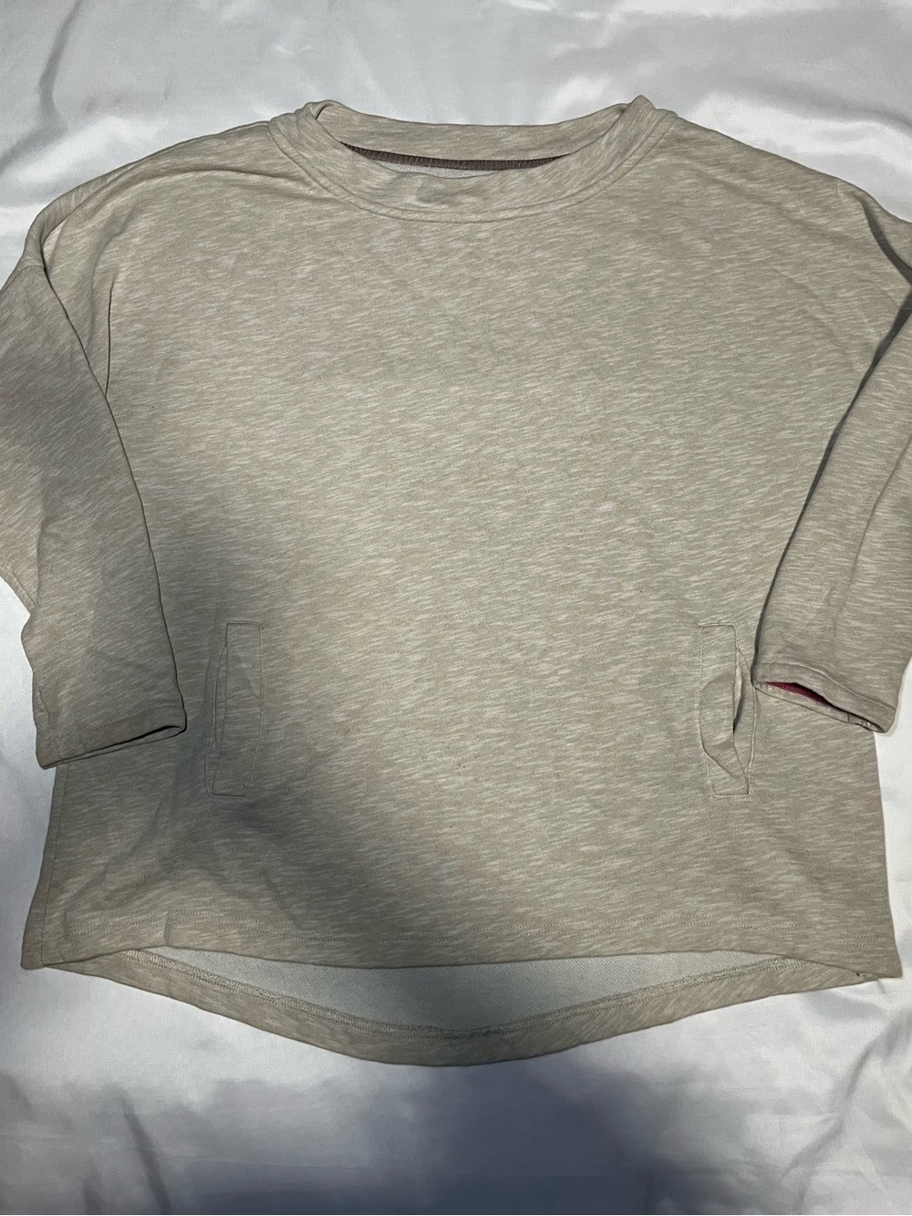 Boden Women’s Off Duty Cream Sweater Size 12 – 3/4 Sleeve with Pockets
